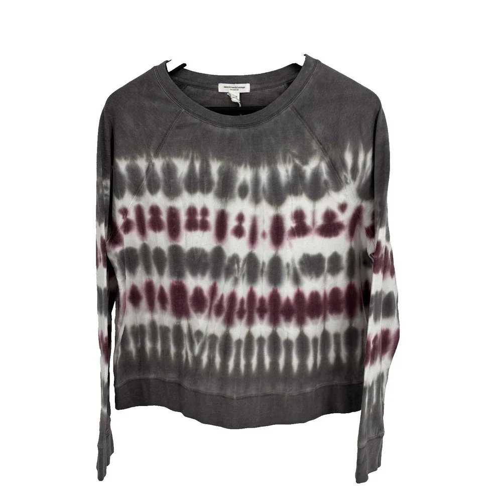 Beach Lunch Lounge Tie Dye Oversized Lightweight Sweatshirt Gray Size Medium NWT - Picture 2 of 7